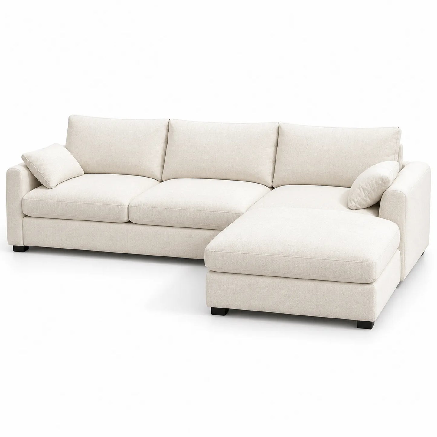Ecksofa mit Ottomane Stoff Baumwoll-Leinen Beige 250cm