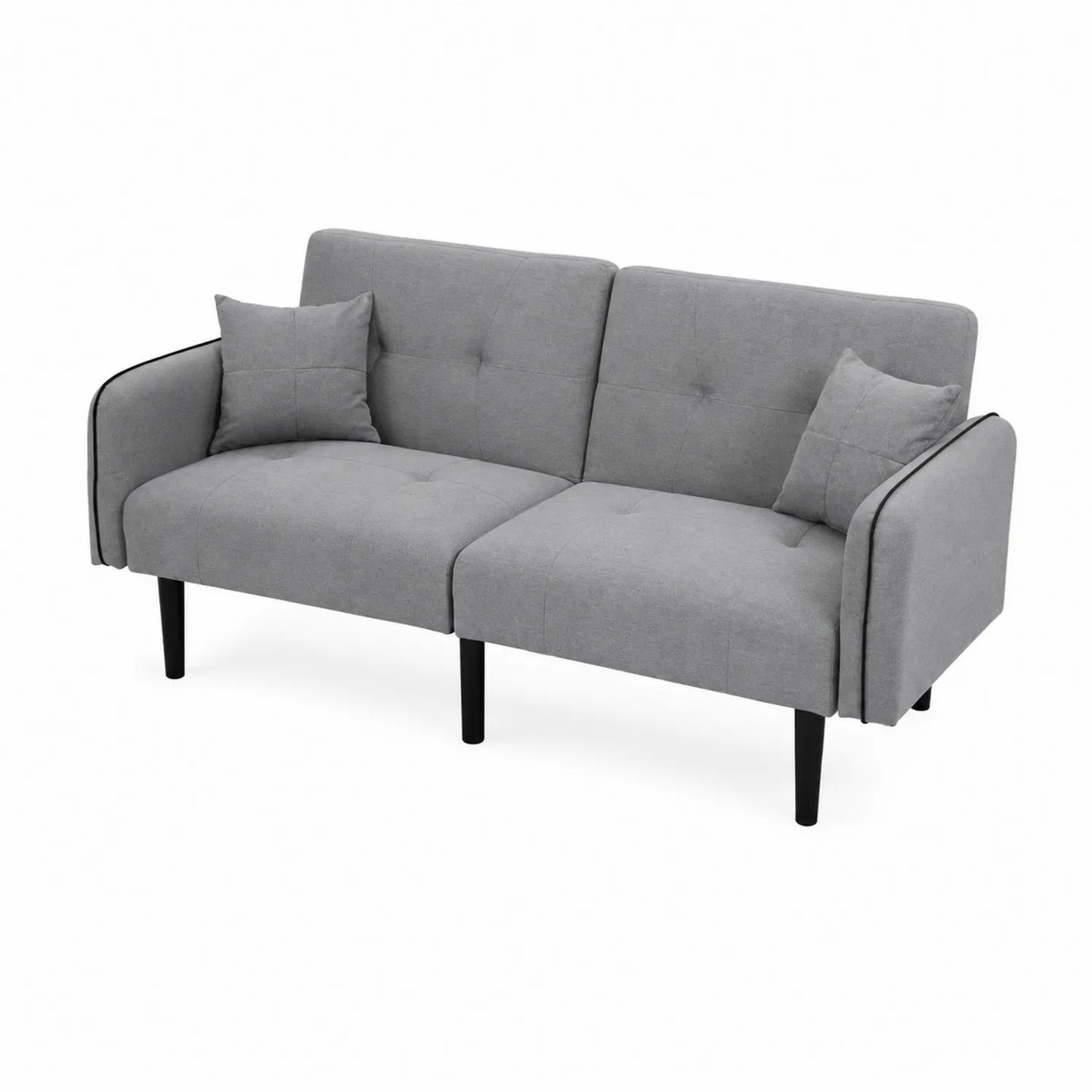 Zweisitzer Sofa aus Polyester in Grau mit Kissen 180cm