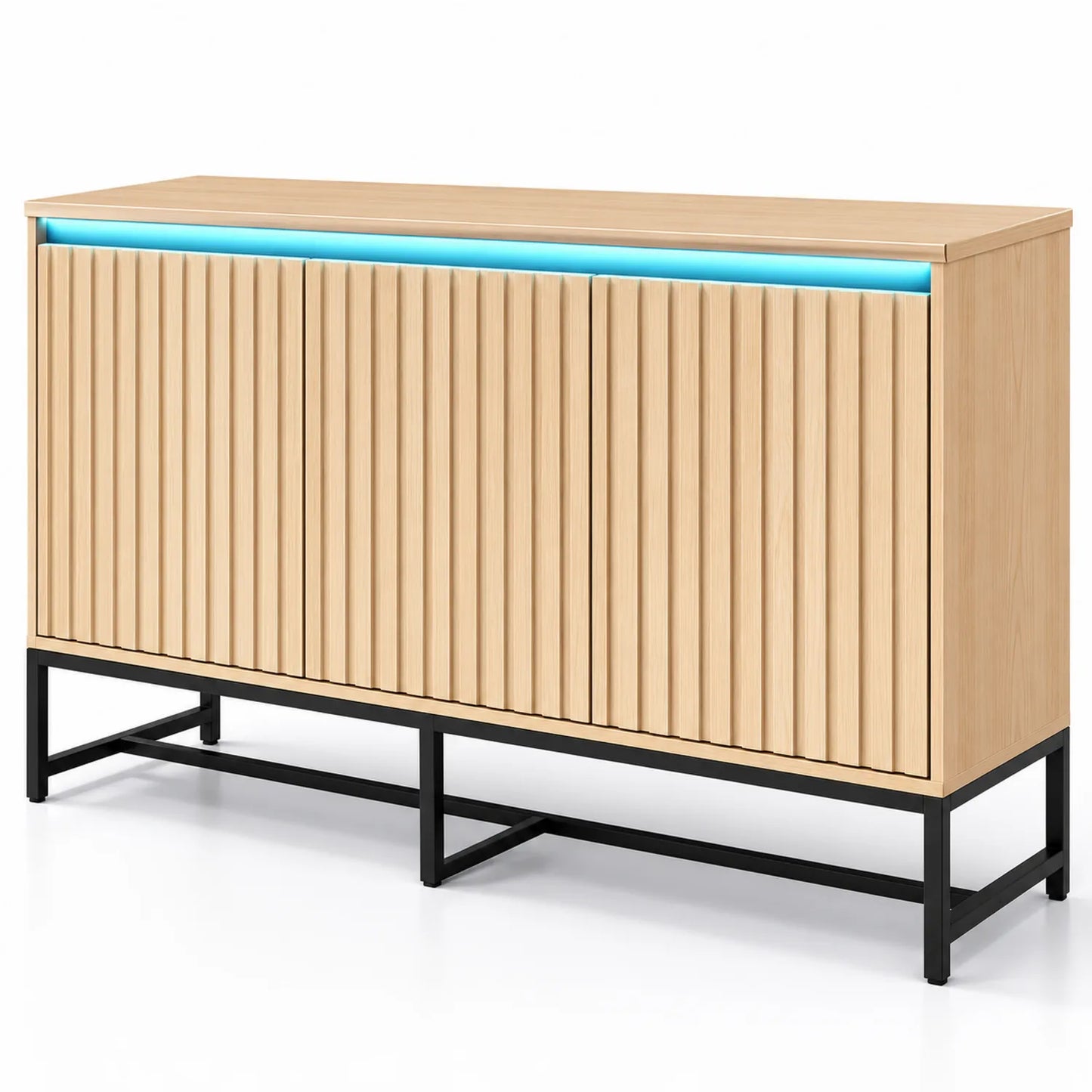 Sideboard Wohnzimmermöbel Holz Metall LED Beleuchtung 140x80x40cm