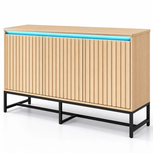 Sideboard Wohnzimmermöbel Holz Metall LED Beleuchtung 140x80x40cm