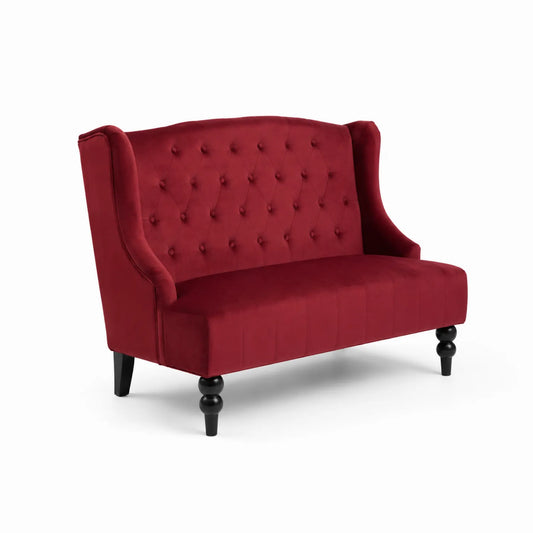 2-Sitzer Sofa Samt Rot Holzbeine