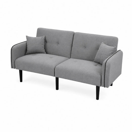Zweisitzer Sofa aus Polyester in Grau mit Kissen 180cm